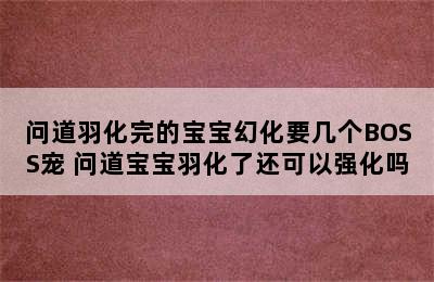 问道羽化完的宝宝幻化要几个BOSS宠 问道宝宝羽化了还可以强化吗